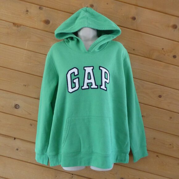 GAP LOGO Hoodie Sweatshirt Light Pastel Green Cotton Blend XL - Picture 1 of 9